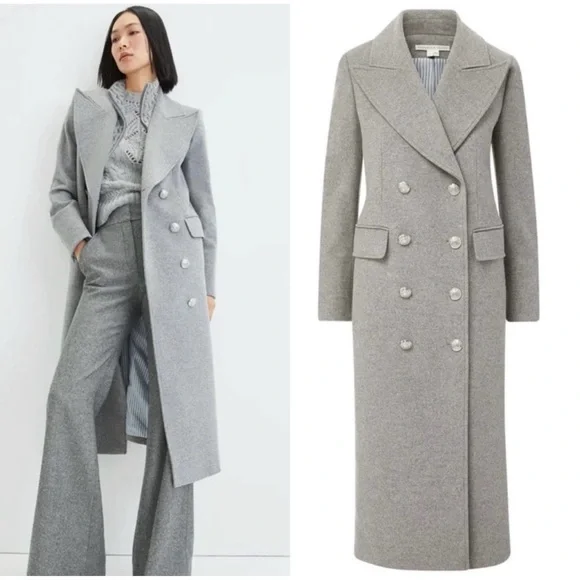 Veronica Beard Nalida Overcoat Grey Size 6 Wool Cashmere Long Cardigan Coat - Picture 13 of 13